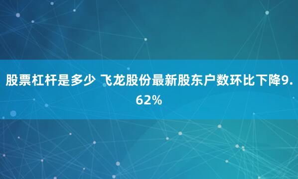 股票杠杆是多少 飞龙股份最新股东户数环比下降9.62%