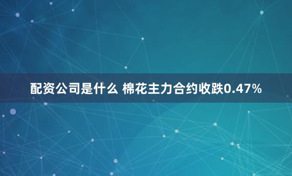 配资公司是什么 棉花主力合约收跌0.47%